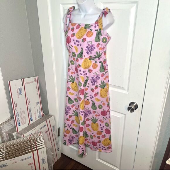 Modcloth Fresh Squeeze Midi Dress Pink Bow 100% Cotton Sundress 10AU 6 US NWT - Picture 7 of 13